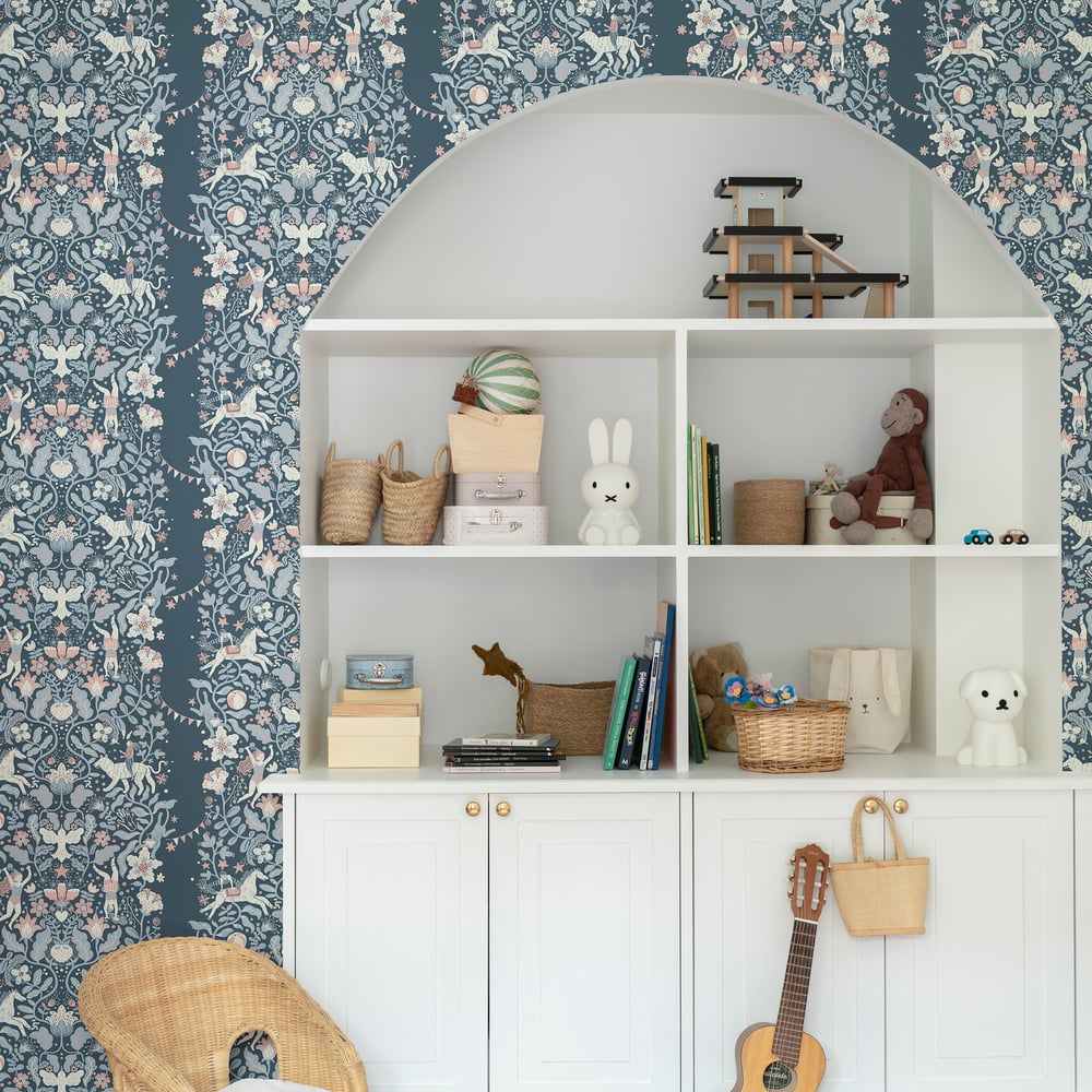 Resan Foliage Wallpaper - Navy - Galerie - Resan - 29028 - Premier Wallcovering