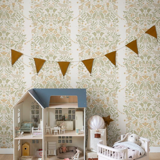 Resan Foliage Wallpaper - Green/ Beige - Galerie - Resan - 29025 - Premier Wallcovering