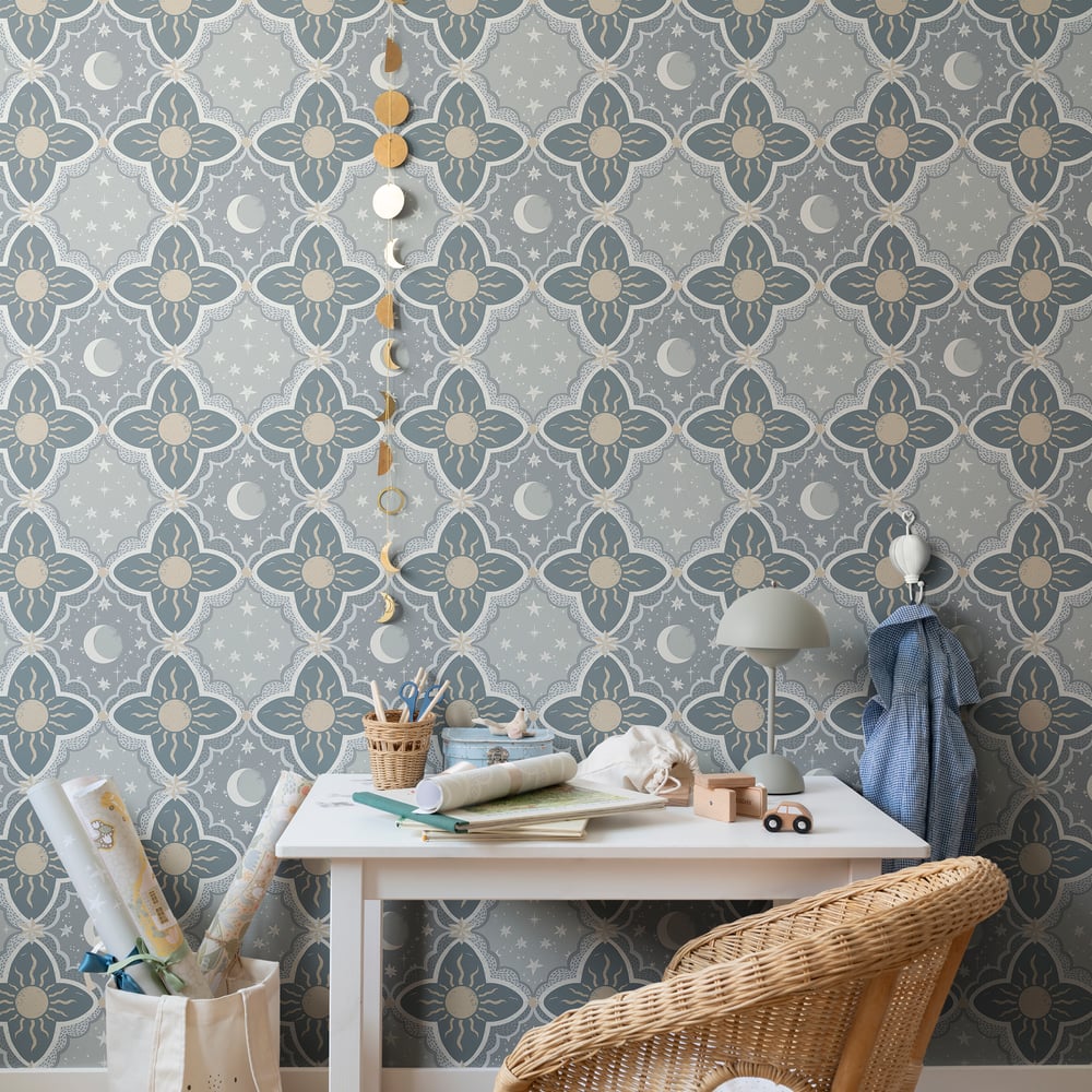 Resan Kids Star Wallpaper - Blue - Galerie - Resan - 29034 - Premier Wallcovering