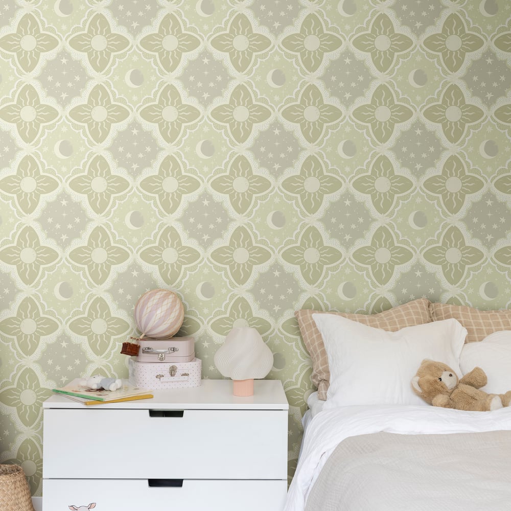 Resan Kids Star Wallpaper - Green - Galerie - Resan - 29033 - Premier Wallcovering