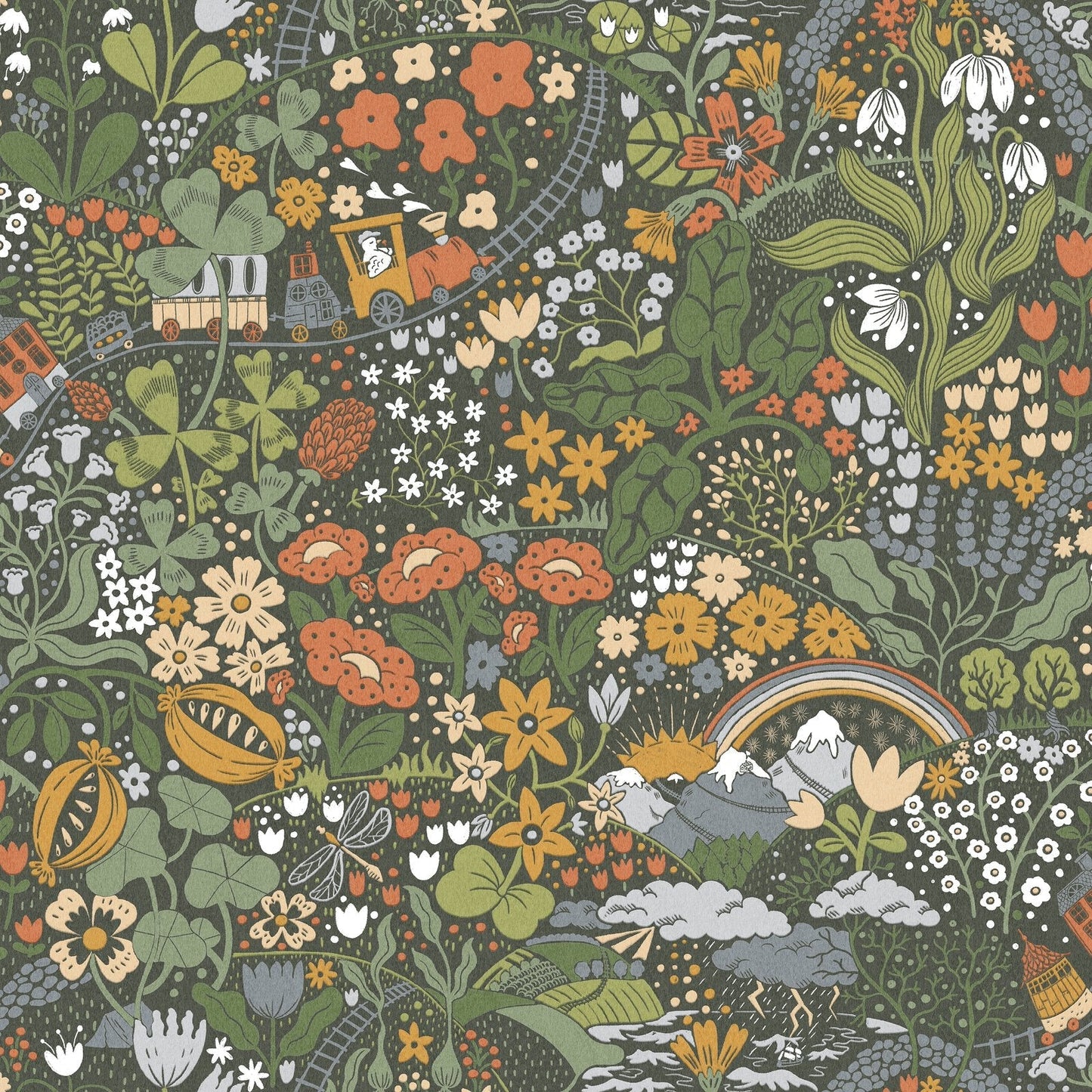 Resan Kids Wallpaper Mural - Dark Green - Galerie - Resan - RD29037 - Premier Wallcovering
