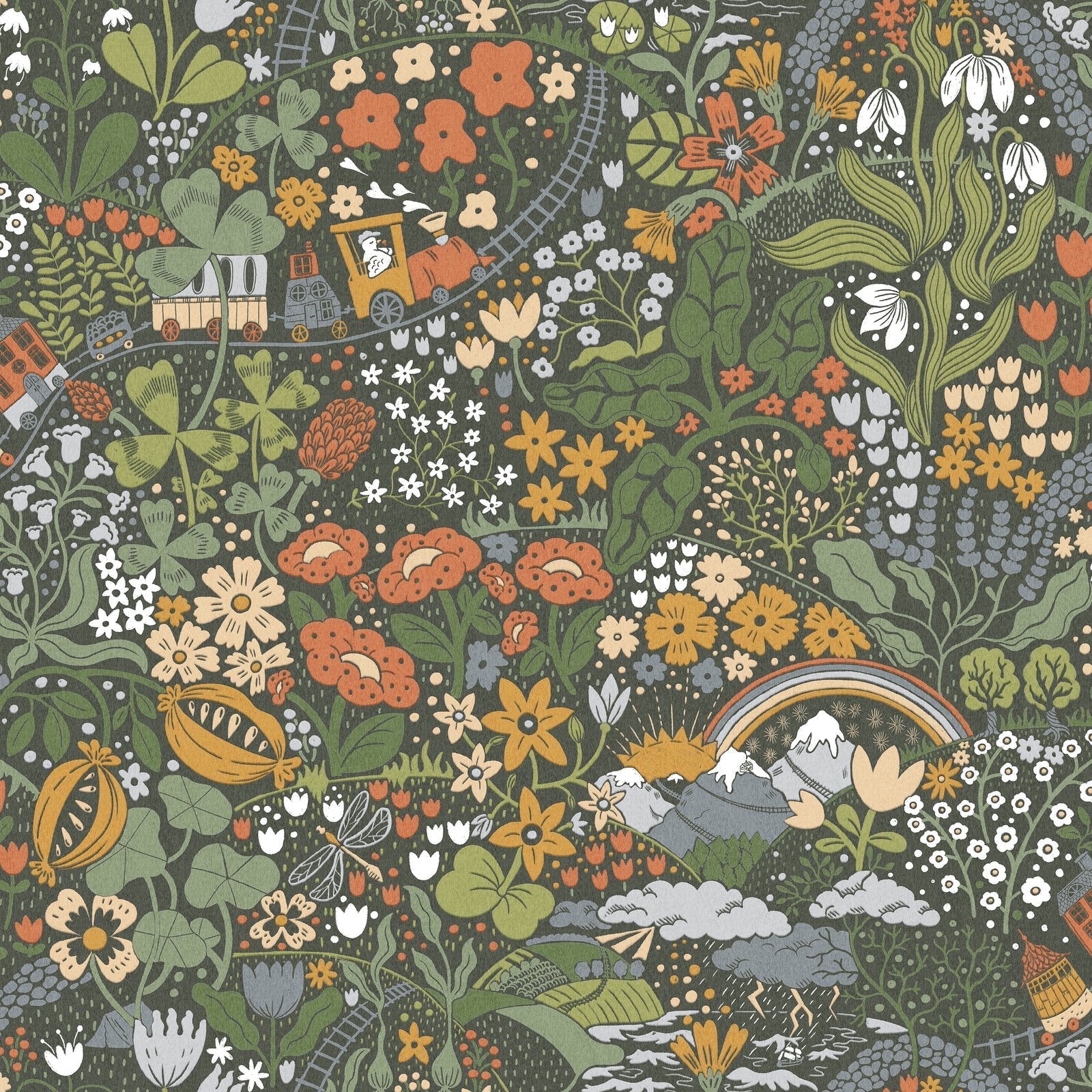 Resan Kids Wallpaper Mural - Dark Green - Galerie - Resan - RD29037 - Premier Wallcovering