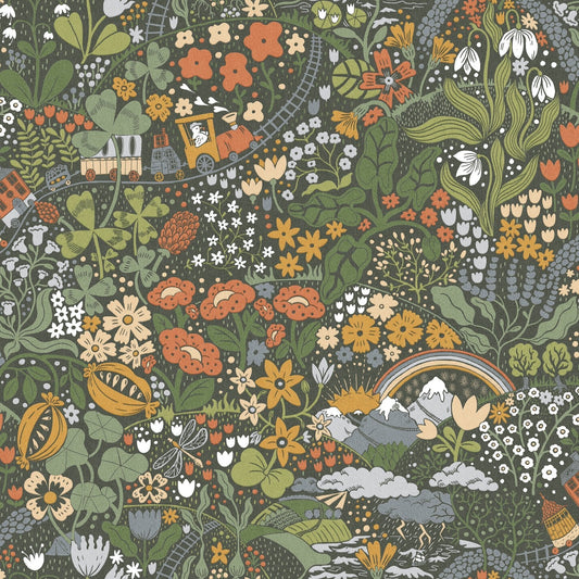 Resan Kids Wallpaper Mural - Dark Green - Galerie - Resan - RD29037 - Premier Wallcovering