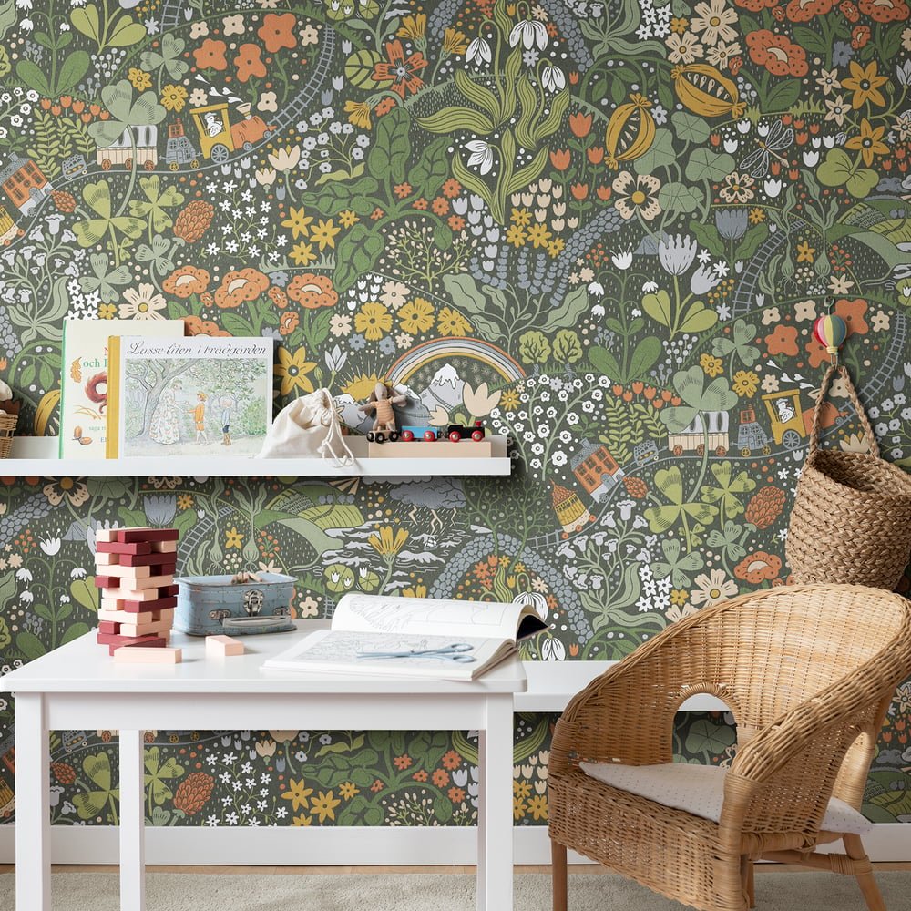 Resan Kids Wallpaper Mural - Dark Green - Galerie - Resan - RD29037 - Premier Wallcovering