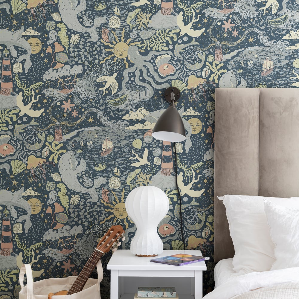 Resan Nautical Wallpaper - Blue - Galerie - Resan - 29018 - Premier Wallcovering