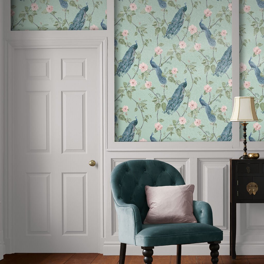 Resplendence Wallpaper - Aqua - Graham & Brown - 107872 - Premier Wallcovering