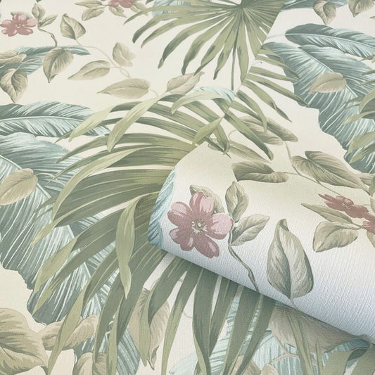 Retreat Leaf Wallpaper - Pink / Beige - Belgravia - 54447 - Premier Wallcovering