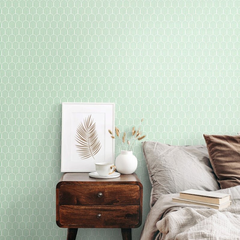 Retro Arch Wallpaper - Mint Green - Hoopla Walls - HWA1070W - Premier Wallcovering