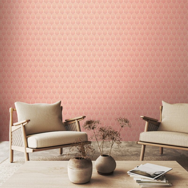 Retro Arch Wallpaper - Blush Pink - Hoopla Walls - HWA1072W - Premier Wallcovering
