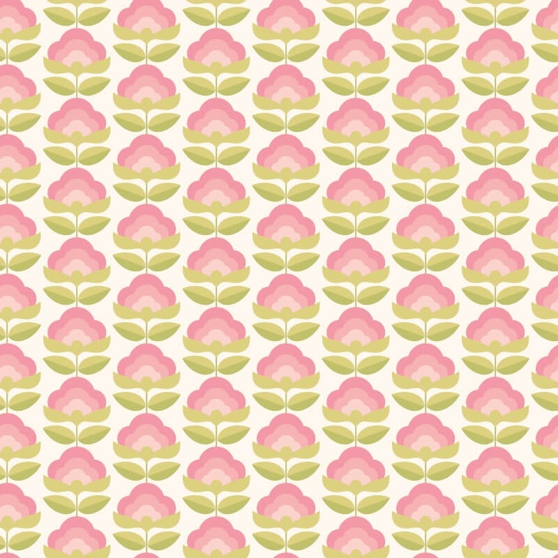 Retro Flower Wallpaper - Rose/Apple - Hoopla Walls - HWA1171W - Premier Wallcovering