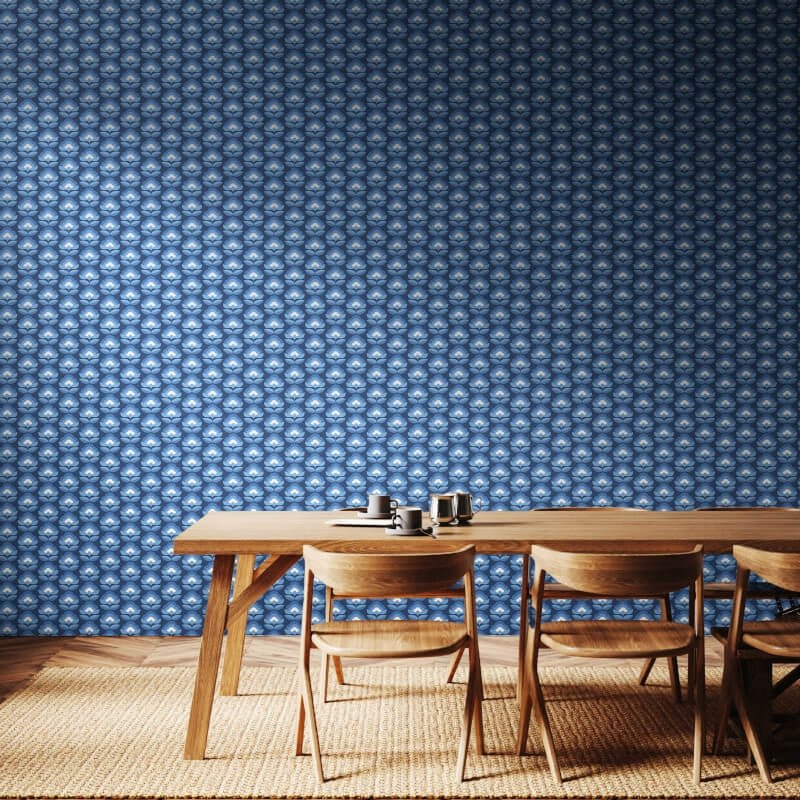 Retro Flower Wallpaper - Indigo Mix - Hoopla Walls - HWA1175W - Premier Wallcovering