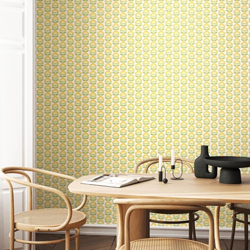 Retro Flower Wallpaper - Sunshine - Hoopla Walls - HWA1170W - Premier Wallcovering