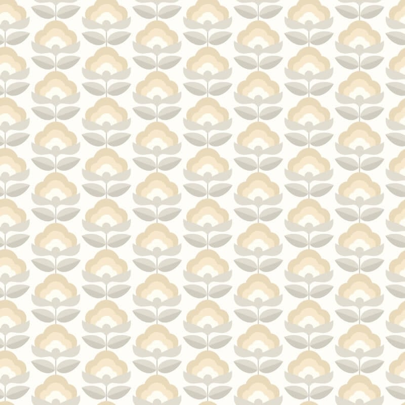 Retro Flower Wallpaper - Stone/Dove - Hoopla Walls - HWA1172W - Premier Wallcovering