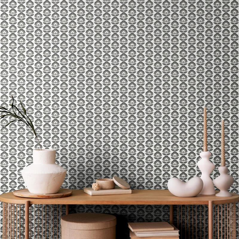 Retro Flower Wallpaper - Chalkboard - Hoopla Walls - HWA1173W - Premier Wallcovering