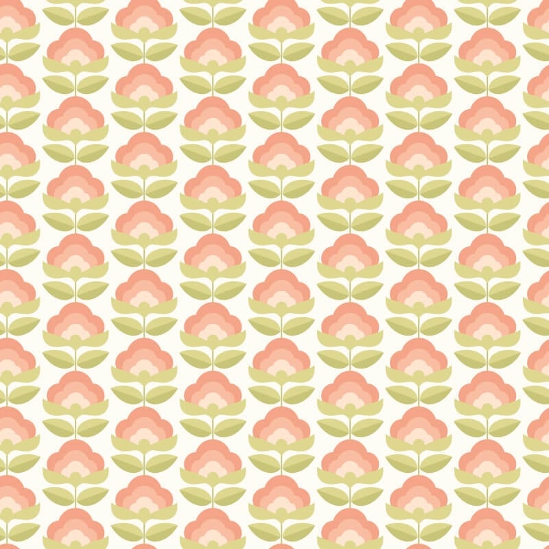 Retro Flower Wallpaper - Apricot Mix - Hoopla Walls - HWA1169W - Premier Wallcovering