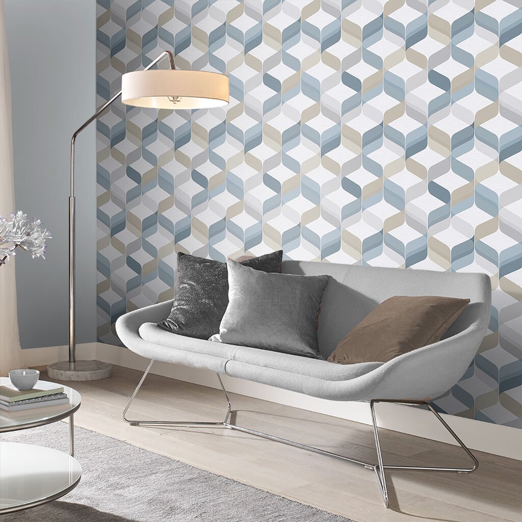 Retro Wallpaper - Denim - Graham & Brown - 104815 - Premier Wallcovering
