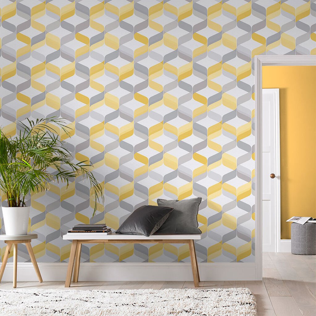 Retro Wallpaper - Lemon - Graham & Brown - 104817 - Premier Wallcovering