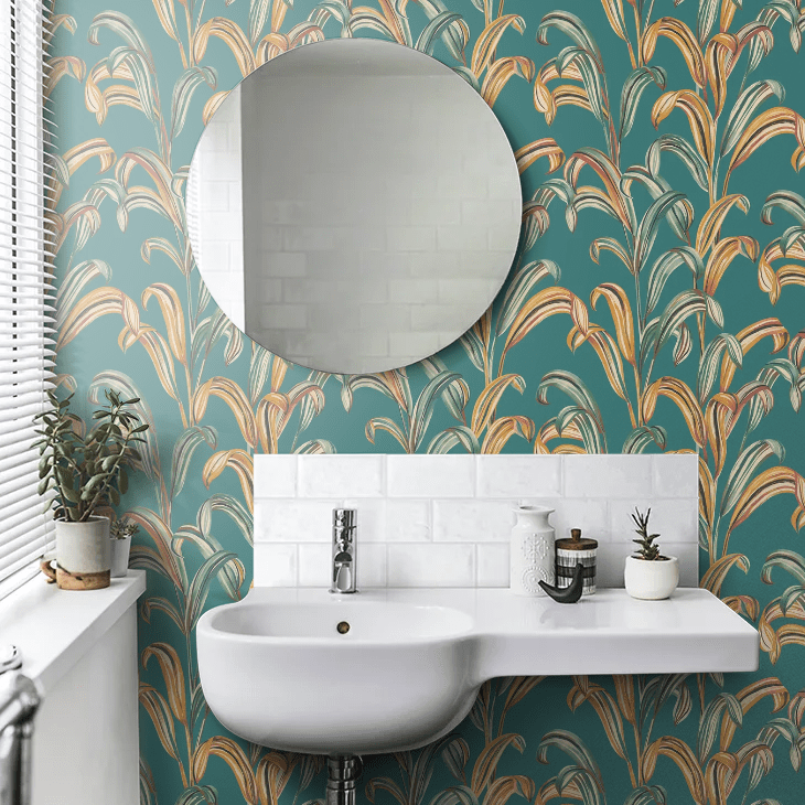 Revive Wallpaper - Tropical Teal - Ohpopsi - FRA50103W - Premier Wallcovering