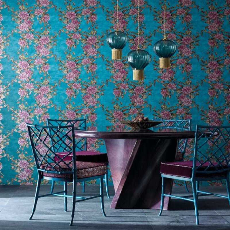 Rhodora Wallpaper - Lemon / Green / Stone - Osborne & Little - W7022-05 - Premier Wallcovering