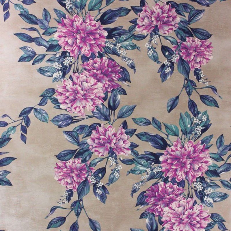 Rhodora Wallpaper - Magenta/Petrol/Champagne Gold - Osborne & Little - W7022-02 - Premier Wallcovering