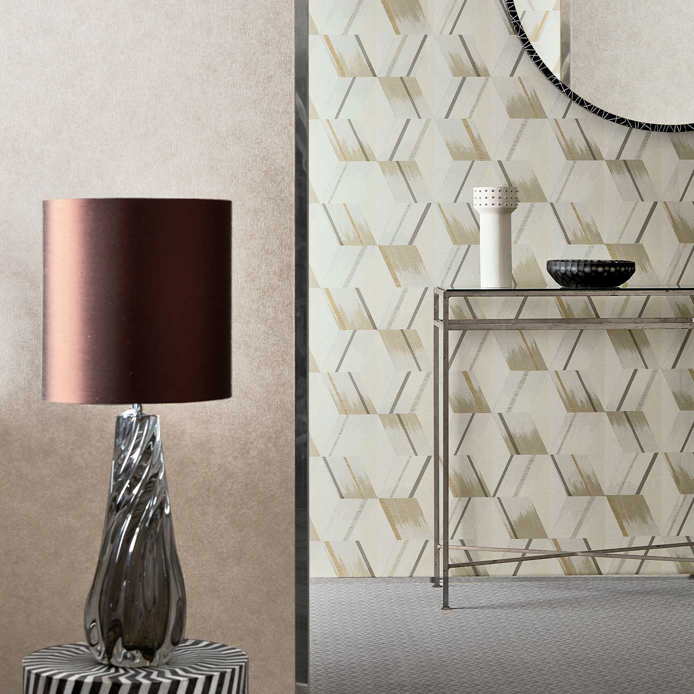Rhombi Wallpaper - Paris Grey - ZRHW312896 - Zoffany - Premier Wallcovering
