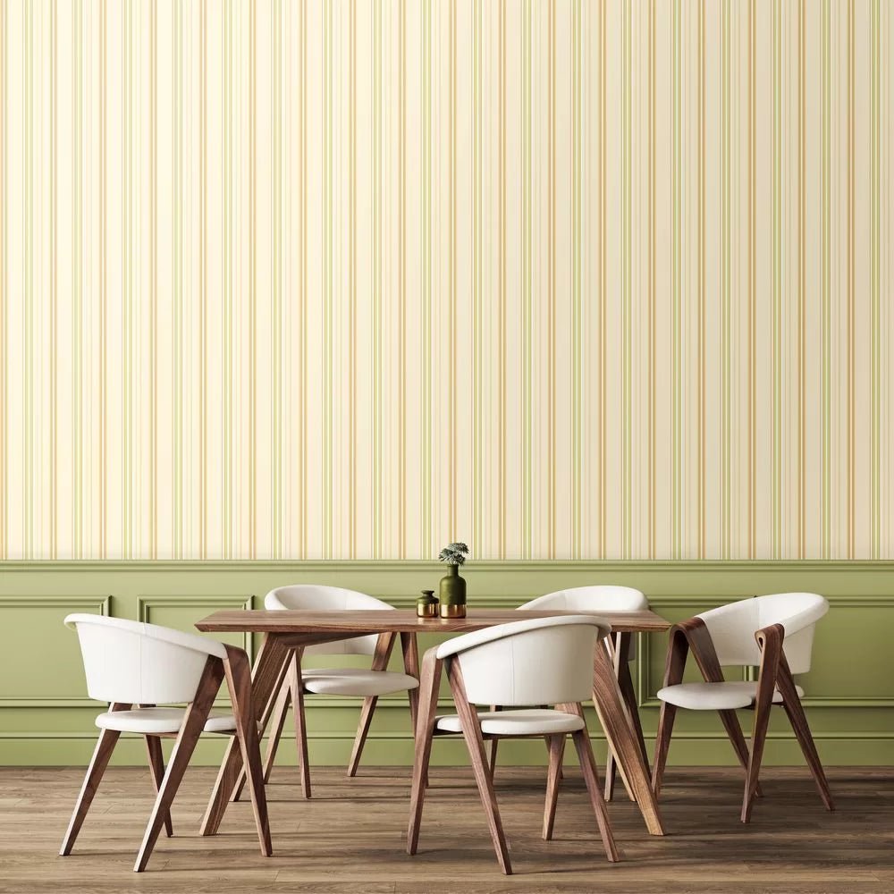 Ribbon Mix Stripe Wallpaper - Pear - Ohpopsi - SIS50128W - Premier Wallcovering