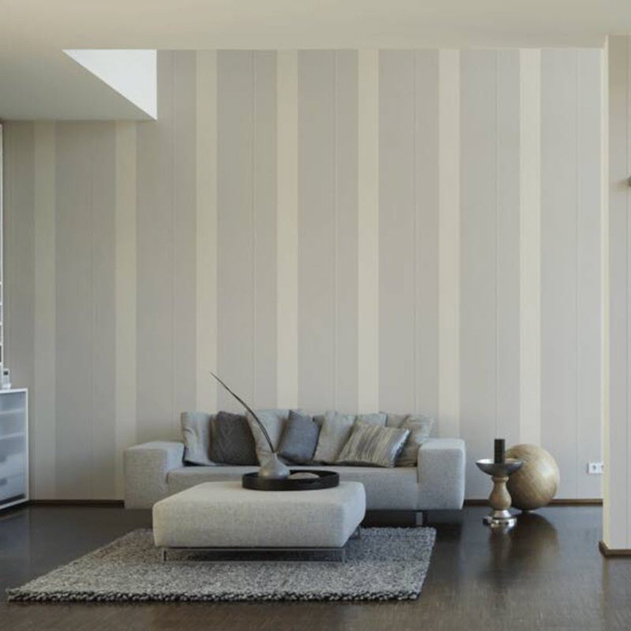 Ribbon Stripe Wallpaper - Light Grey - A S Creation - Karl Lagerfield - 37848 - 4 - Premier Wallcovering