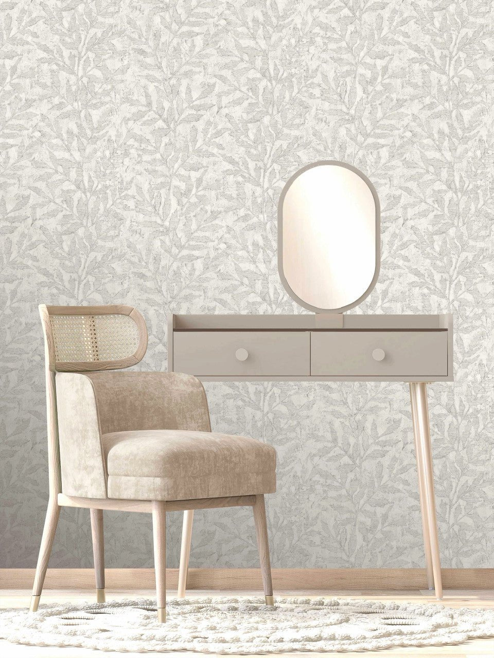 Richmond Leaf Wallpaper - Off White - Rasch - 315004 - Premier Wallcovering