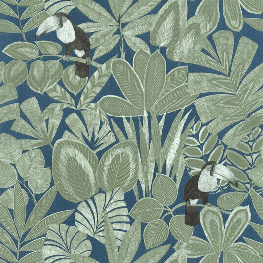 Rio Wallpaper - Kaki Bleu - Caselio - 103926791 - Premier Wallcovering