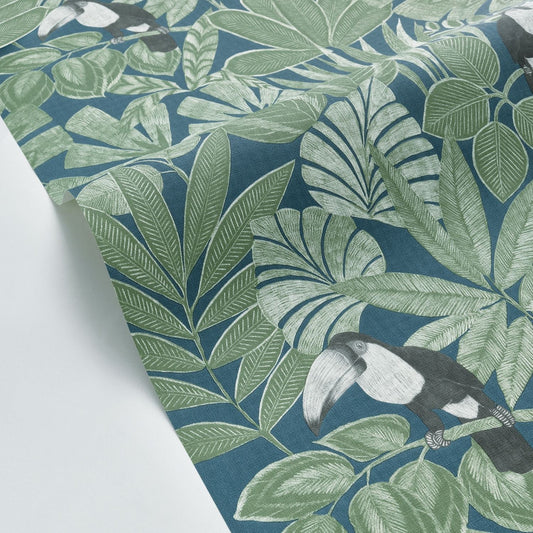 Rio Wallpaper - Kaki Bleu - Caselio - 103926791 - Premier Wallcovering