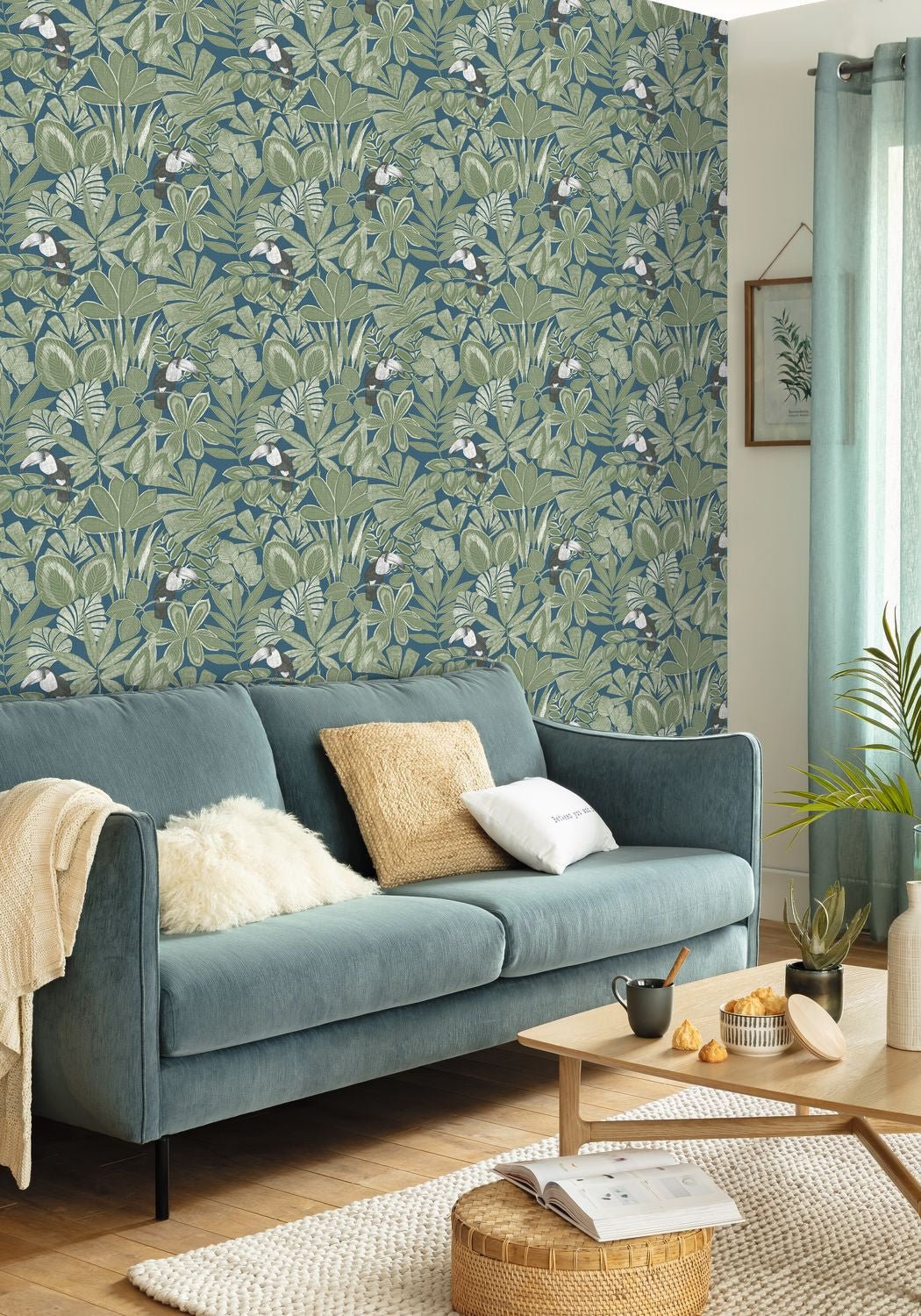 Rio Wallpaper - Kaki Bleu - Caselio - 103926791 - Premier Wallcovering