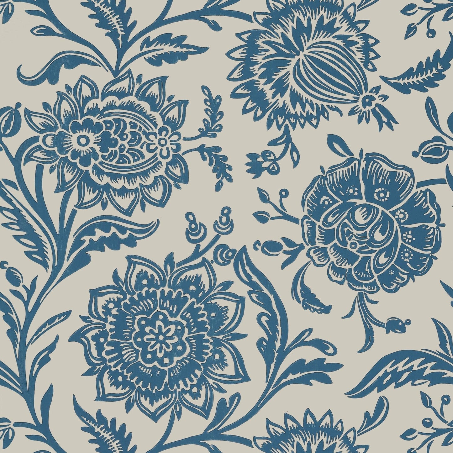 Rivera Wallpaper - Blue on Flax - Thibaut - T13025 - Premier Wallcovering