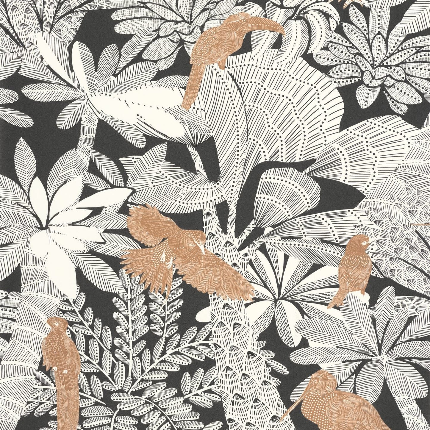 Riviera Wallpaper - Noir Cuivre - Caselio - 104268123 - Premier Wallcovering