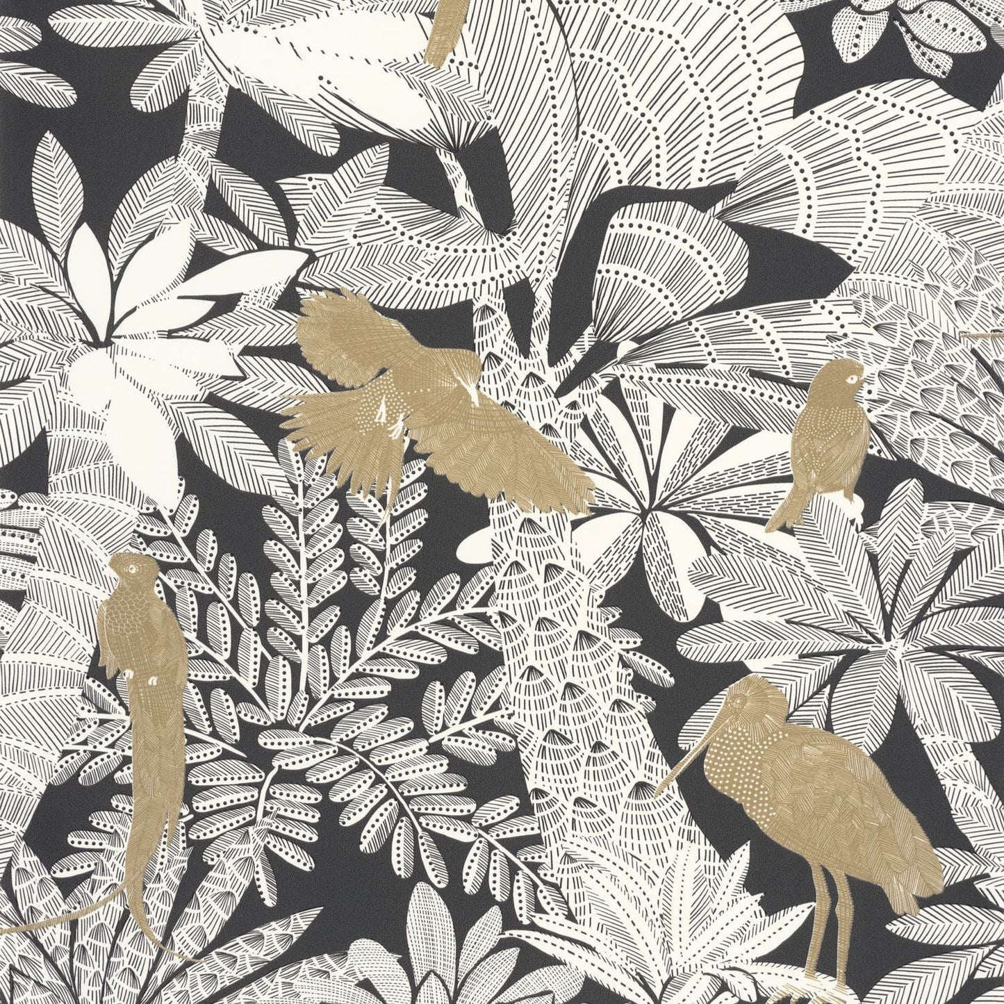 Riviera Wallpaper - Noir Or - Caselio - 104269243 - Premier Wallcovering