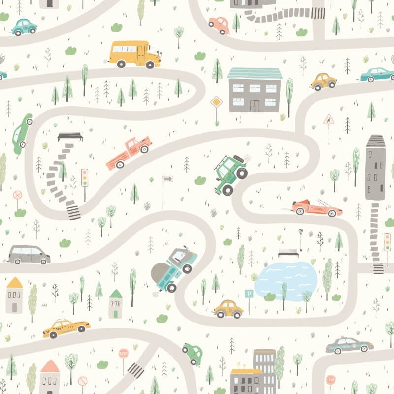 Road Trip Wallpaper - Popcorn - Hoopla Walls - HWA1307W - Premier Wallcovering