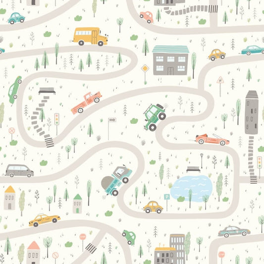 Road Trip Wallpaper - Popcorn - Hoopla Walls - HWA1307W - Premier Wallcovering