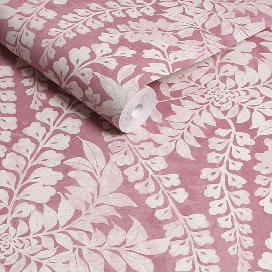 Roaming Leaf Wallpaper - Raspberry - Next - 122879 - Premier Wallcovering