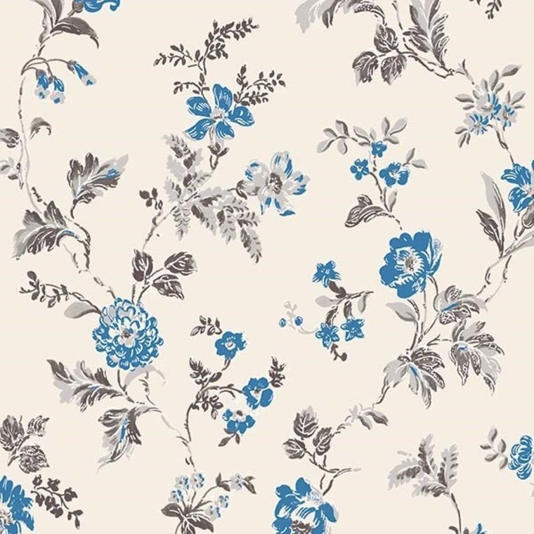 Romance Heritage Wallpaper - Cream & Blue - K & K - 600311 - Premier Wallcovering