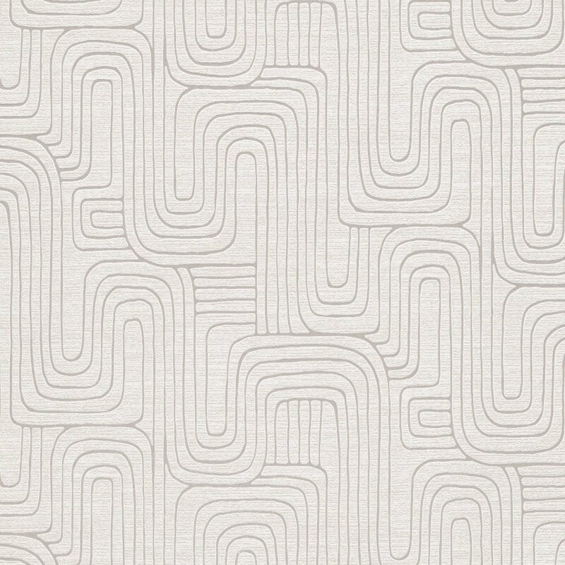 Rondo Curved Lines Metallic Wallpaper - Beige - Erismann - 10461 - 02 - Premier Wallcovering
