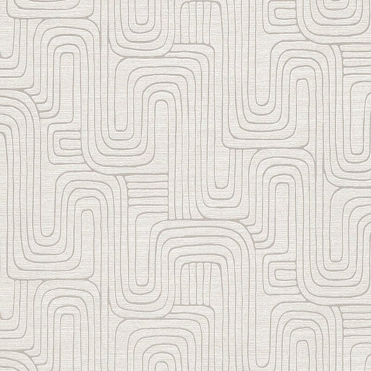 Rondo Curved Lines Metallic Wallpaper - Beige - Erismann - 10461 - 02 - Premier Wallcovering