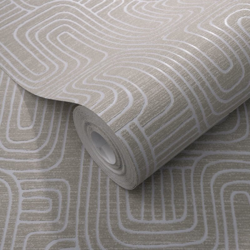 Rondo Curved Lines Metallic Wallpaper - Brown - Erismann - 10461 - 11 - Premier Wallcovering