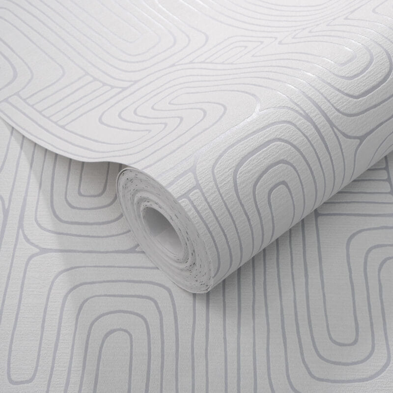 Rondo Curved Lines Metallic Wallpaper - Grey - Erismann - 10461 - 31 - Premier Wallcovering