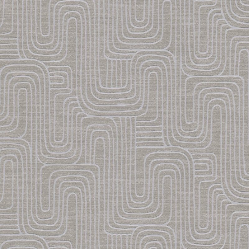Rondo Curved Lines Metallic Wallpaper - Brown - Erismann - 10461 - 11 - Premier Wallcovering