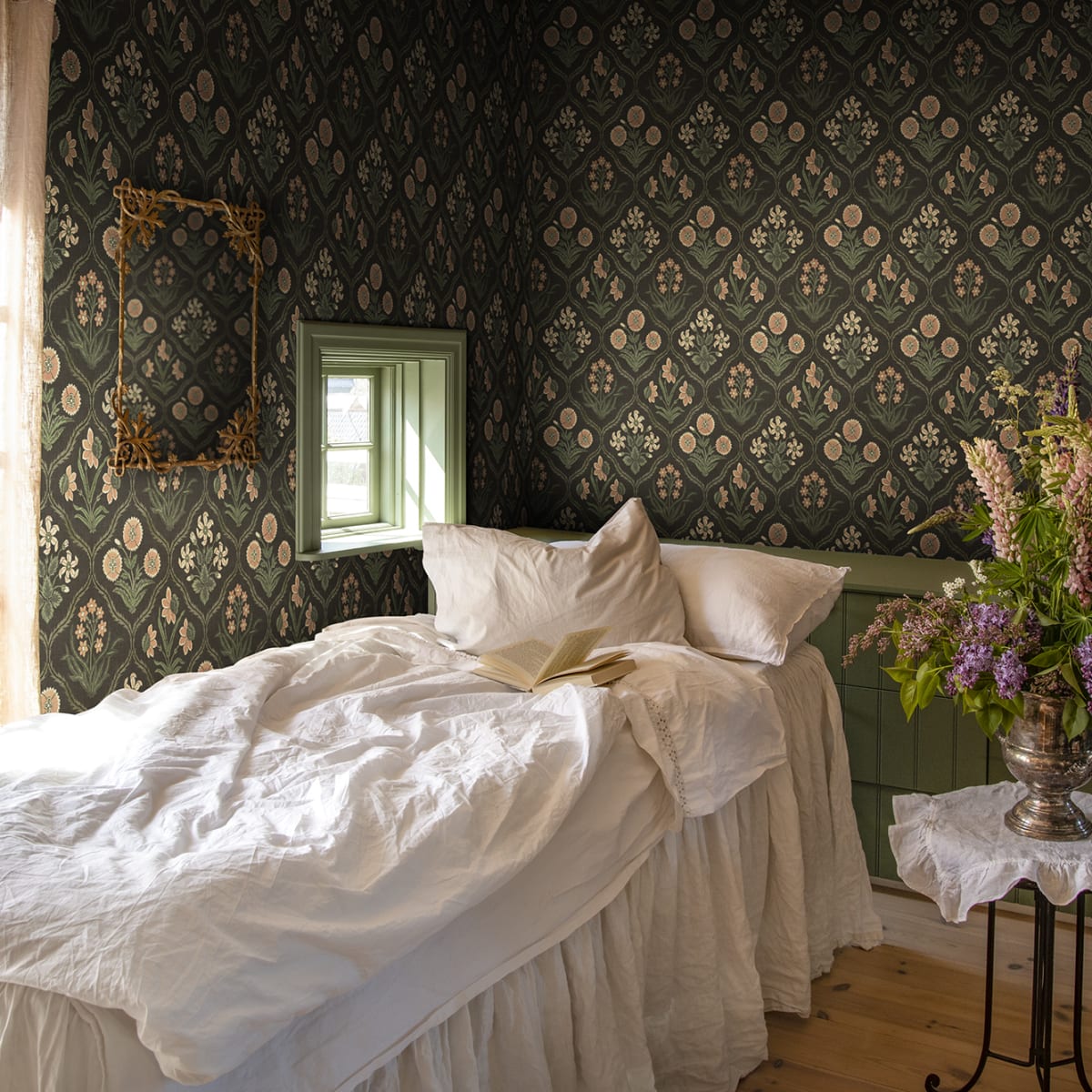 Rosa Wallpaper - Charcoal - Sandberg - S10826 - Premier Wallcovering