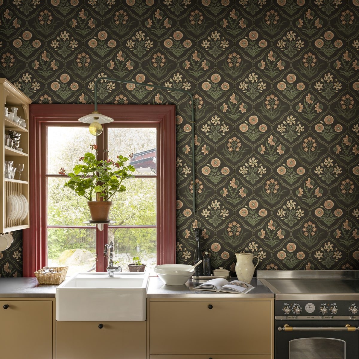 Rosa Wallpaper - Charcoal - Sandberg - S10826 - Premier Wallcovering