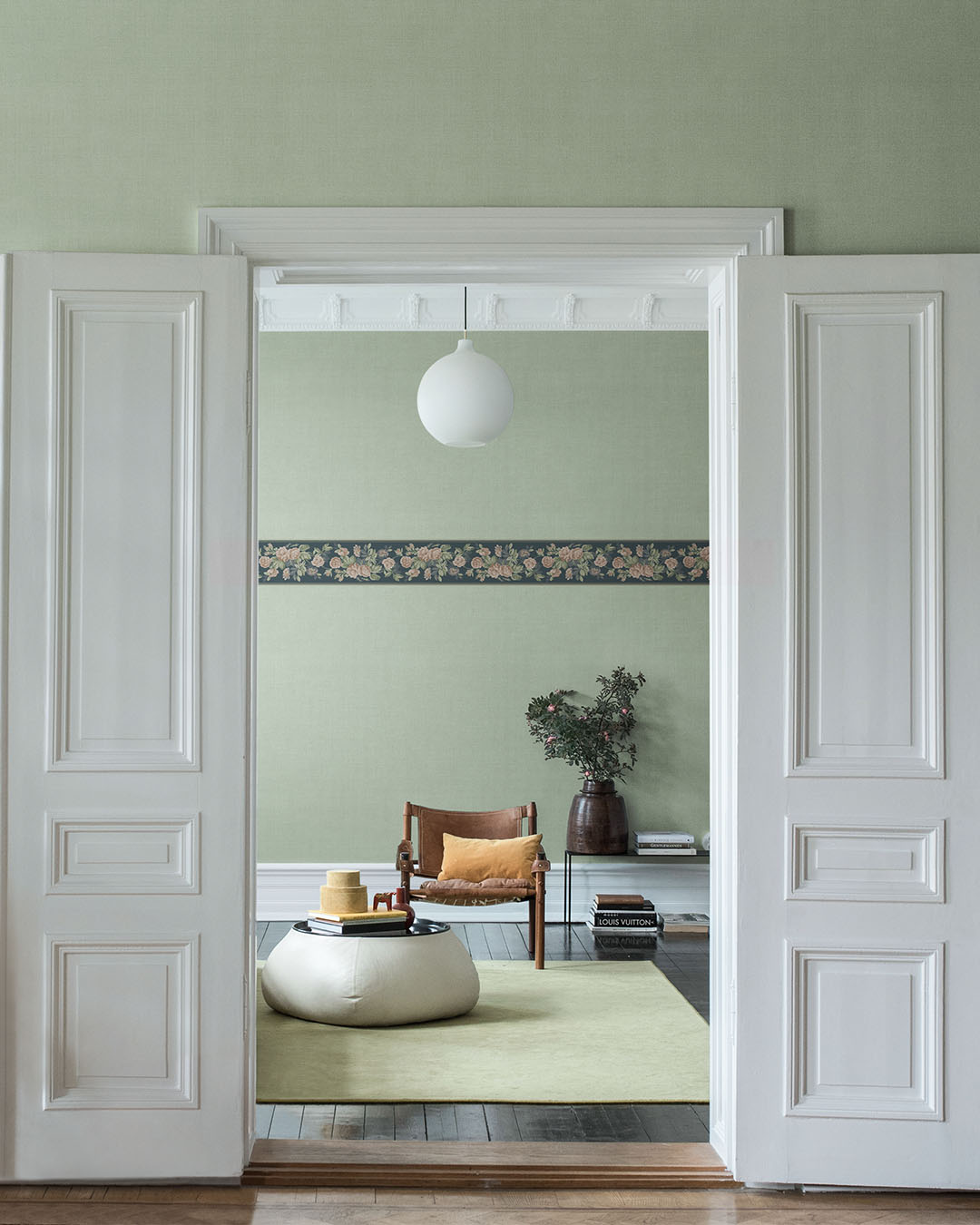 Rosdalen bård Wallpaper - Dark Blue - Midbec - 116045 - Premier Wallcovering