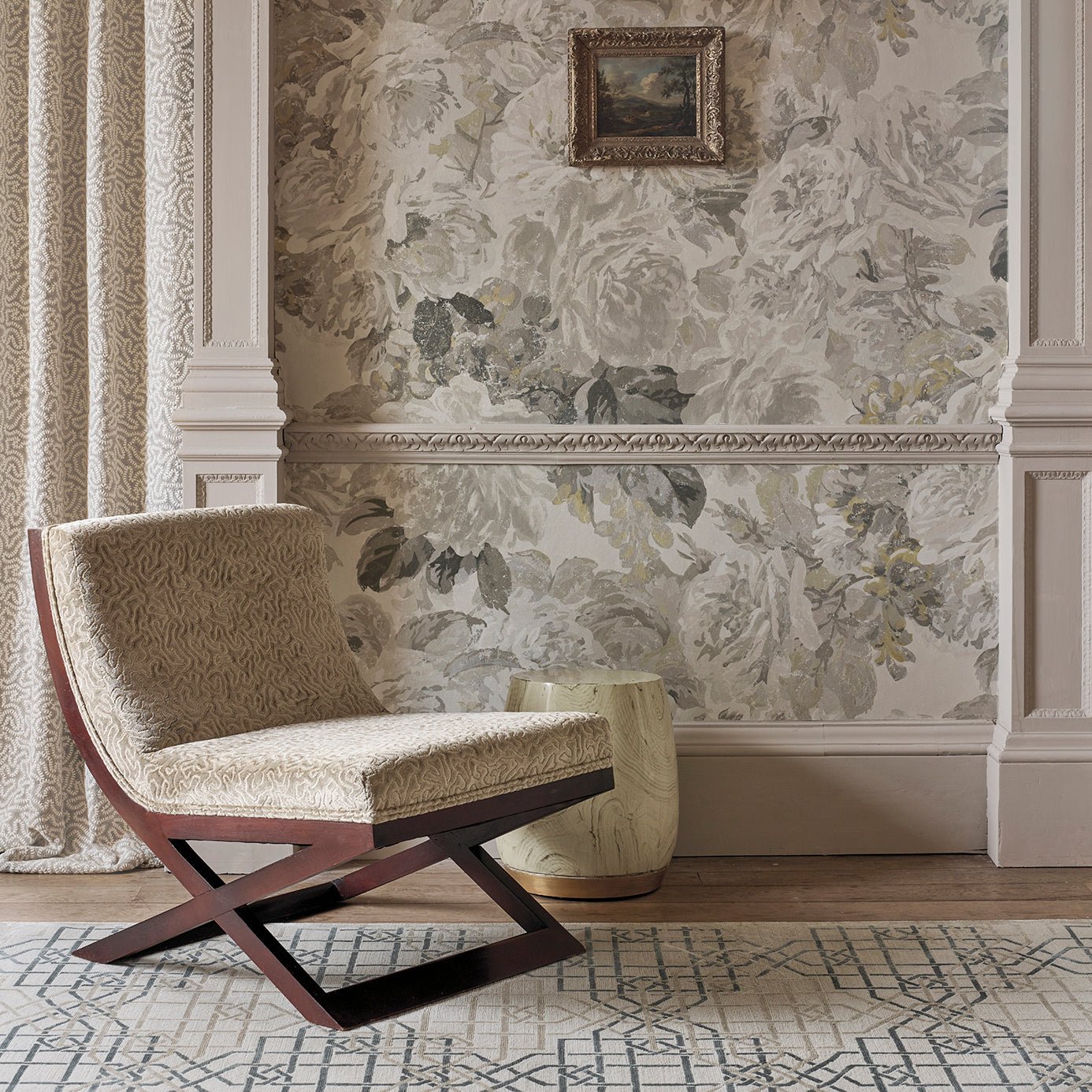 Rose Absolute Wallpaper - Linen/Gold - ZDAR312853 - Zoffany - Premier Wallcovering