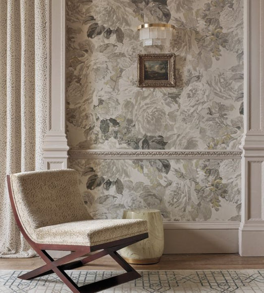 Rose Absolute Wallpaper - Linen/Gold - ZDAR312853 - Zoffany - Premier Wallcovering