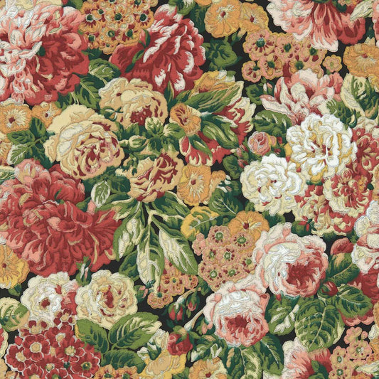 Rose And Peony Wallpaper - Amanpuri Red/Devon Green - DOSW217028 - Sanderson - Premier Wallcovering