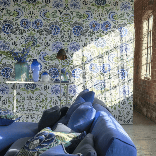 Rose De Damas Wallpaper - Cobalt - PDG1168/01 - Designers Guild - Premier Wallcovering